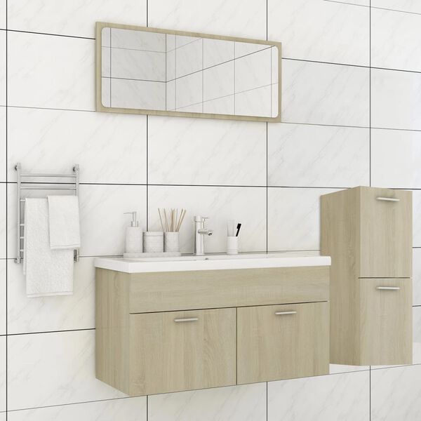 vidaXL Set Mobili da Bagno Rovere Sonoma in Legno Multistrato