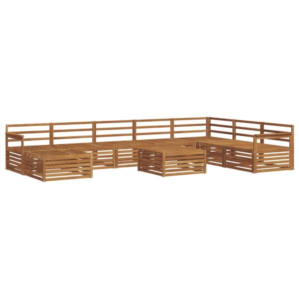 vidaXL Set divani 9 pcs Naturale Legno di Acacia Massello
