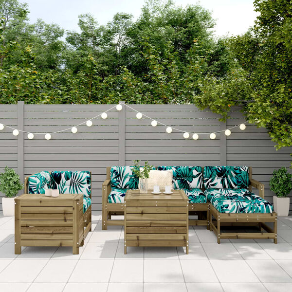 vidaXL Set Divani da Giardino 7 pz in Legno Impregnato di Pino