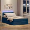 vidaXL Letto con contenitore e LED con led Blu 120 x 190 cm Tessuto