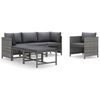 vidaXL Set Divani da Giardino 6 pz con Cuscini in Polyrattan Grigio