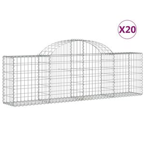 vidaXL Cesti Gabbioni ad Arco 20 pz 200x30x60/80 cm Ferro Zincato