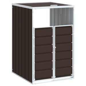 vidaXL Copribidone Ruote Bidone Singolo Marrone 72x81x115 cm Acciaio