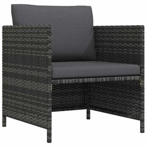 vidaXL Divano da Giardino con Cuscini Grigio in Polyrattan