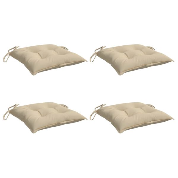 vidaXL Cuscini per Sedia 4 pz Beige 40x40x7 cm in Tessuto Oxford