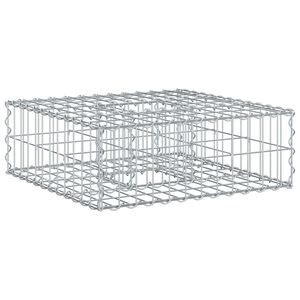 vidaXL Letto rialzato in gabbione 60 x 60 x 20 cm Acciaio zincato