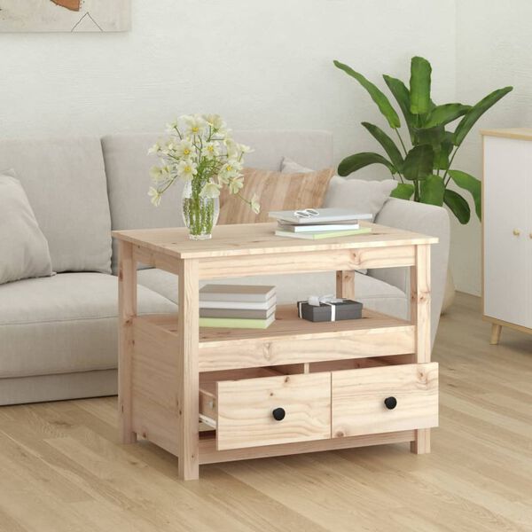 vidaXL Tavolino da Salotto 71x49x55 cm in Legno Massello di Pino