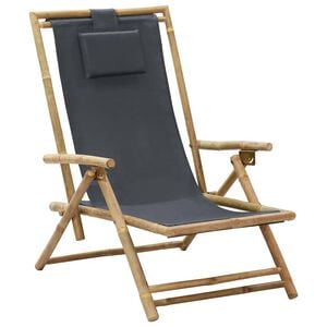vidaXL Sedia Relax reclinabile Grigio Scuro in Bamb&ugrave; e Tessuto