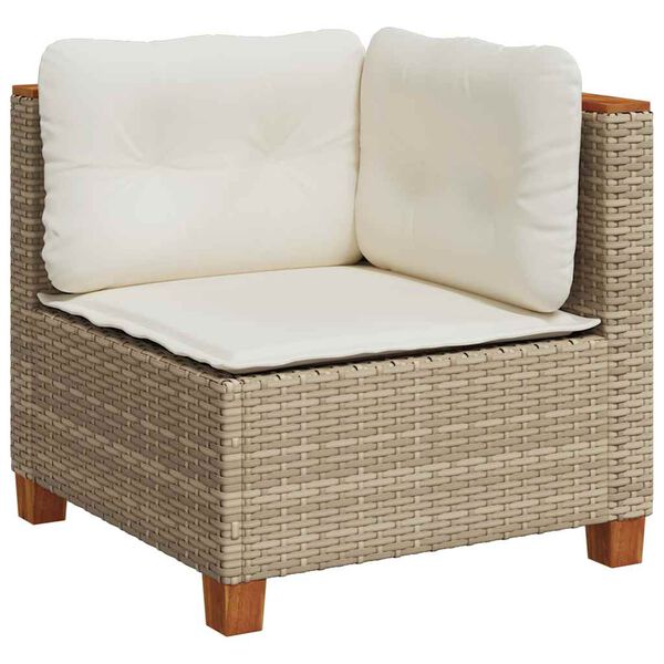 vidaXL Set Divani da Giardino 7 pz con Cuscini Beige in Polyrattan