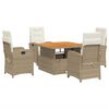 vidaXL Set da Pranzo da Giardino 5 pz con Cuscini Beige in Polyrattan