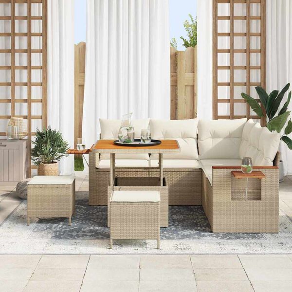 vidaXL Set Divano da Giardino 9 pcs Beige e Crema polyrattan