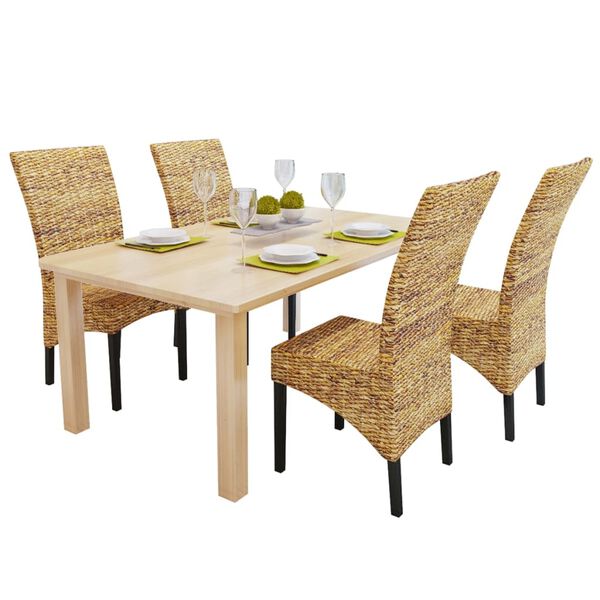 vidaXL Sedie da Pranzo 4 pz in Legno Massello di Mango e Abaca