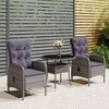 vidaXL Set da Bistrot per Giardino 3 pz in Polyrattan Grigio