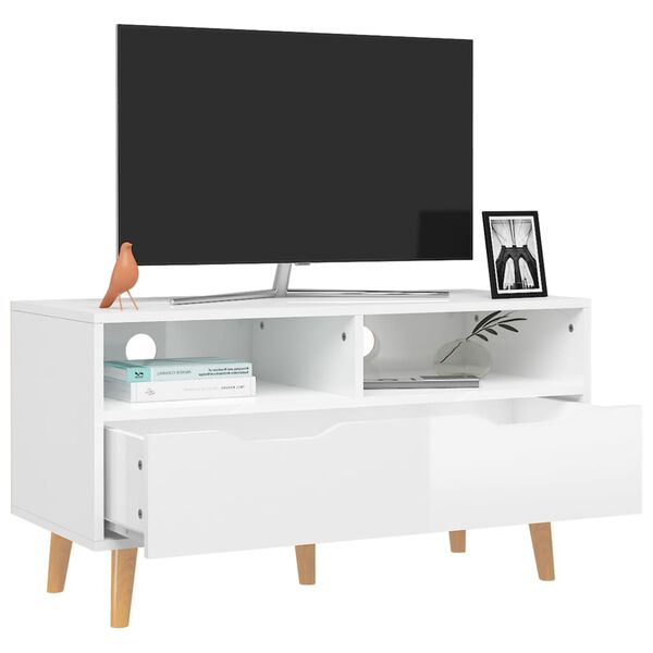 vidaXL Mobile Porta TV Bianco Lucido 90x40x48,5 cm Legno Multistrato