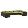 vidaXL Set Divani da Giardino 9 pz con Cuscini in Polyrattan Marrone