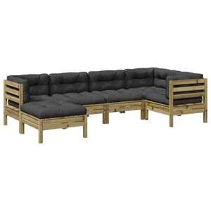 vidaXL Set Divani da Giardino 6pz con Cuscini Legno Impregnato di Pino