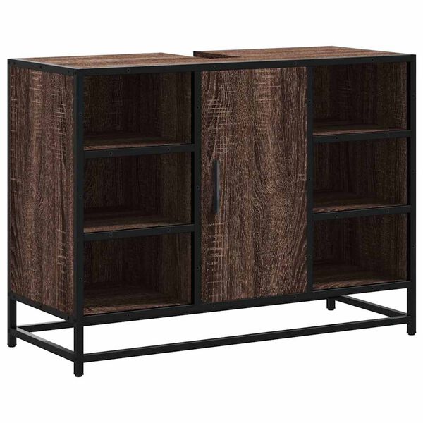 vidaXL Mobile Lavabo Bagno Rovere Marrone 60x30x60cm Legno Multistrato