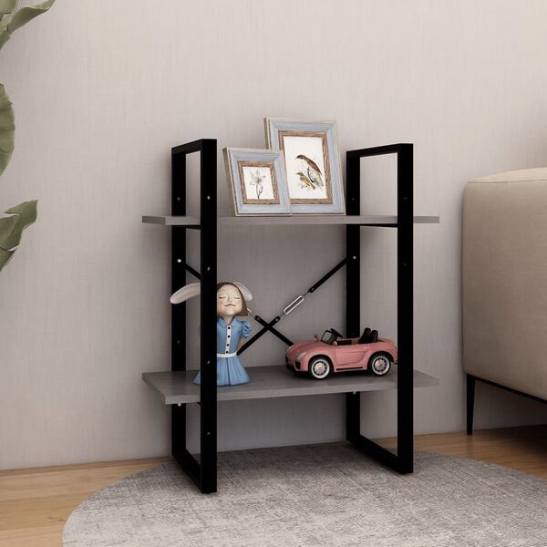 vidaXL Libreria a 2 Ripiani Grigia 60x30x70 cm in Massello di Pino