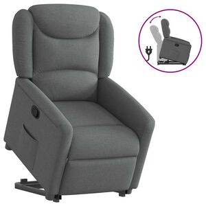 vidaXL Poltrona Alzapersona Reclinabile Grigio Scuro in Tessuto
