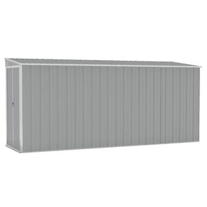 vidaXL Capanno Giardino a Parete Grigio 118x382x178 cm Acciaio Zincato