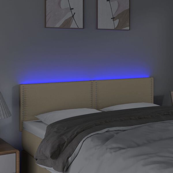 vidaXL Testiera a LED Crema 144x5x78/88 cm in Tessuto