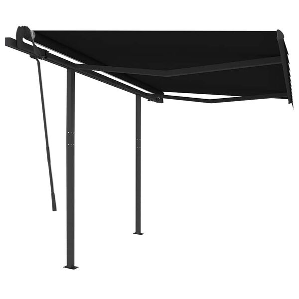 vidaXL Tenda da Sole Retrattile Manuale con Pali 3,5x2,5 m Antracite