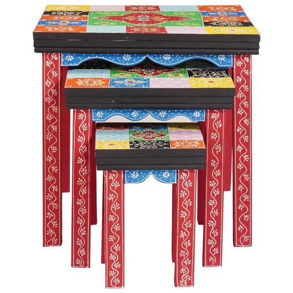 vidaXL Tavolo Nesting Marrone 50 x 50 x 50 cm Legno massello di mango