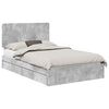 vidaXL Letto con Contenitore con testiera Grigio cemento 135 x 190 cm