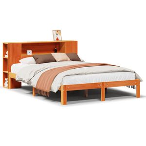 vidaXL Letto Libreria senza Materasso Marrone Cera 140x200 cm in Pino
