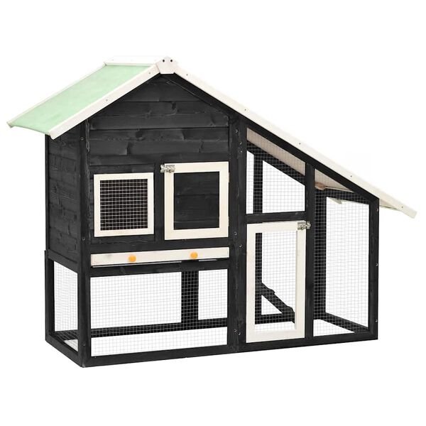 vidaXL Conigliera Grigio e Bianco 140x63x120cm Legno Massello di Abete