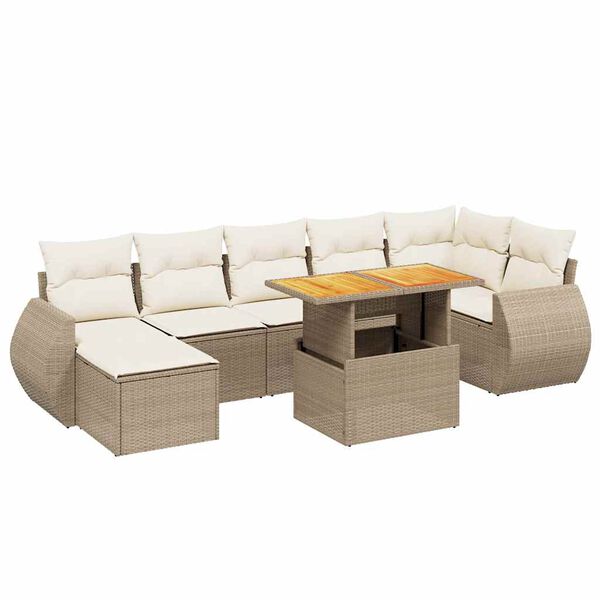 vidaXL Set Divano da Giardino 8 pz con Cuscini Beige in Polyrattan