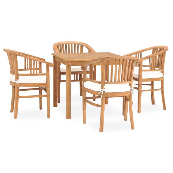 vidaXL Set da Pranzo da Giardino 5 pz con Cuscini in Massello di Teak