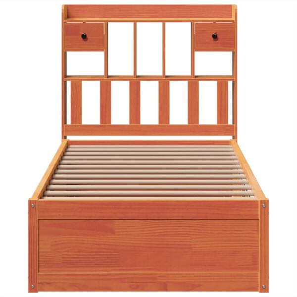 vidaXL Giroletto senza Materasso Marrone Cera 100x200 cm Legno di Pino