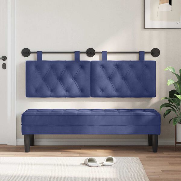 vidaXL Testata appesa Blu Polizia 150 x 55 x 7 cm Velluto