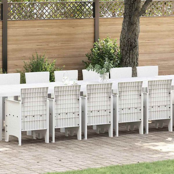 vidaXL Set da pranzo da giardino con cuscini 17 pcs Bianco PP
