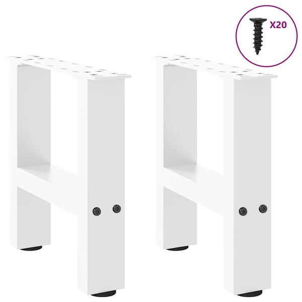 vidaXL Gambe per Tavolino da Caff&egrave; Bianche 2 pz 40x(30-31) cm Acciaio