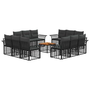 vidaXL Set di divani da esterno 13 pz Nero e Grigio scuro Poliestere