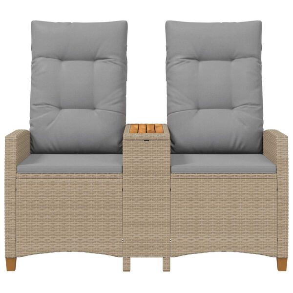 vidaXL Panchina reclinabile con tavolo Beige e Grigio Chiaro
