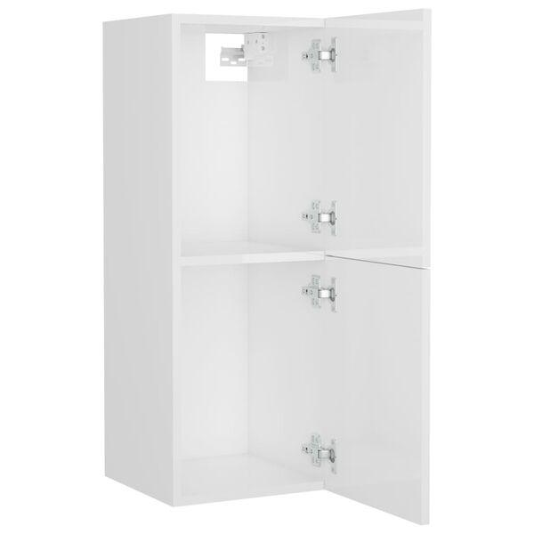vidaXL Mobile da Bagno Bianco Lucido 30x30x80 cm in Legno Multistrato