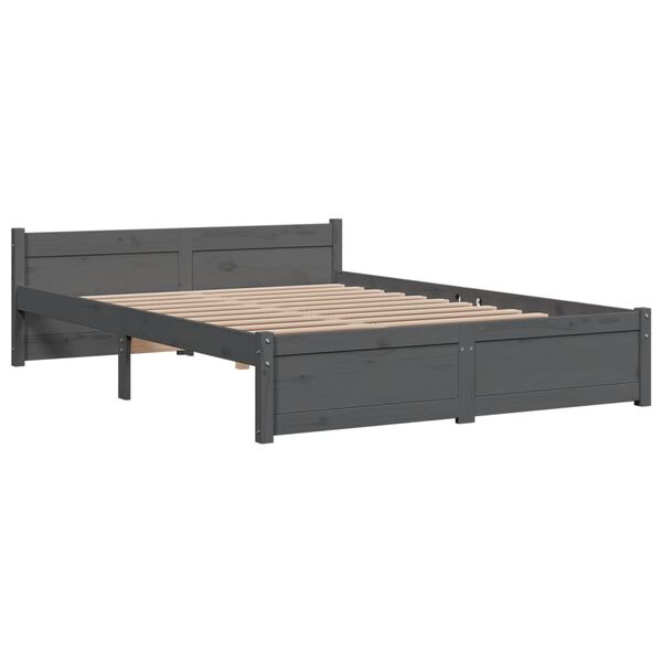 vidaXL Giroletto Grigio in Legno Massello 135x190 cm Double