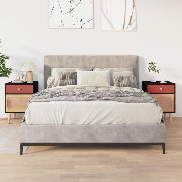 vidaXL Comodini 2 pz Neri 40x30x55 cm in Legno Multistrato