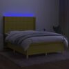 vidaXL Letto a Molle con Materasso e LED Verde 140x190 cm in Tessuto