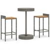 vidaXL Set Bar Giardino 3pz Grigio Polyrattan e Legno Massello Acacia