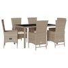 vidaXL Set da Pranzo da Giardino 7 pz con Cuscini Beige in Polyrattan