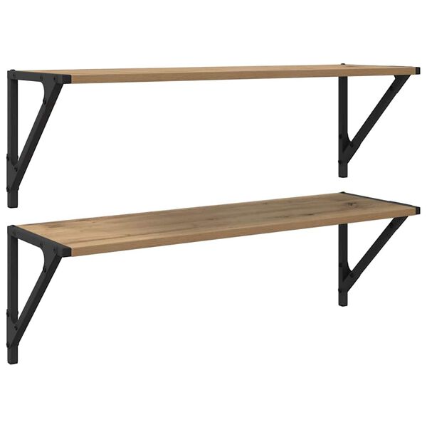 vidaXL Scaffali da parete 2 pcs Rovere artigianale 80 x 25 x 25,5 cm