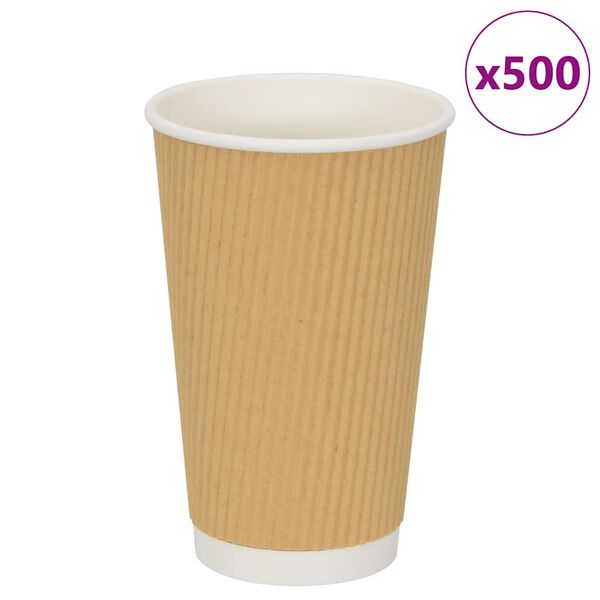 vidaXL Bicchieri da Caff&egrave; in Carta 500 pz 16oz 400ml Marrone