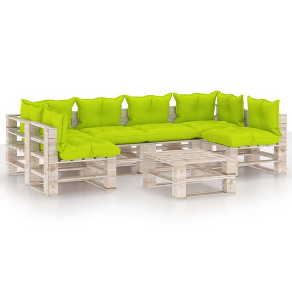 vidaXL Set Divani da Giardino Pallet 7 pz con Cuscini in Legno di Pino