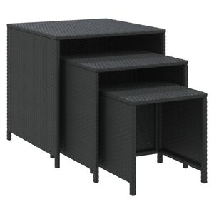 vidaXL Tavolini Impilabili 3 pz Neri in Polyrattan