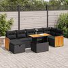 vidaXL Set Divani da Giardino 5 pz con Cuscini in Polyrattan Nero