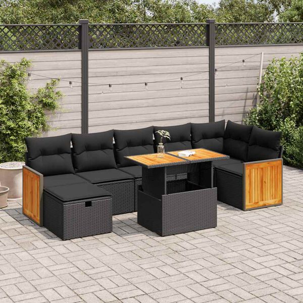 vidaXL Set Divani da Giardino 5 pz con Cuscini in Polyrattan Nero